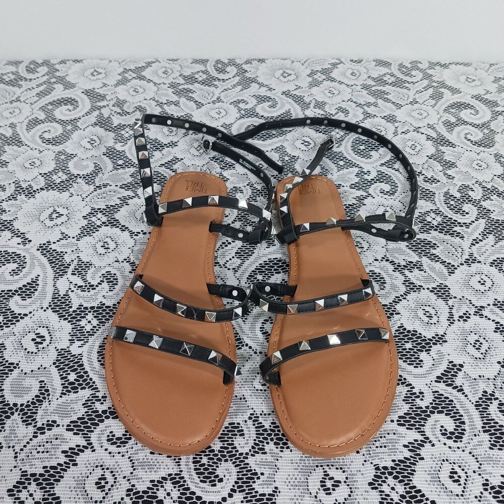 Silver Studded Pleather Strappy Sandals